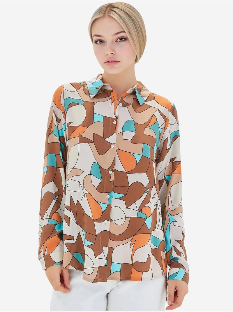 Chemise à motifs graphiques bdart Marron clair - Kiabi