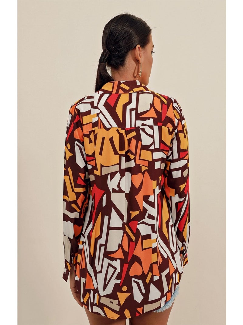 Chemise à motifs Graphiques Marron - Kiabi