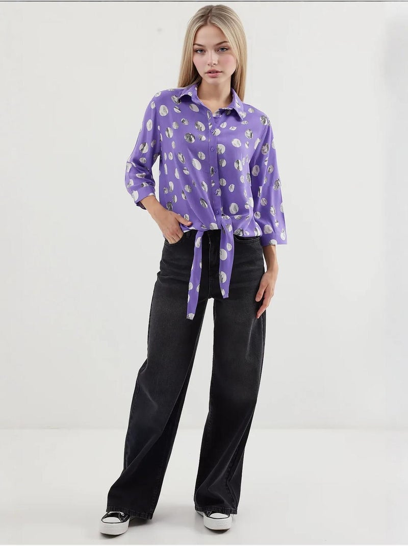 Chemise à motifs nouée devant bdart Lavande - Kiabi