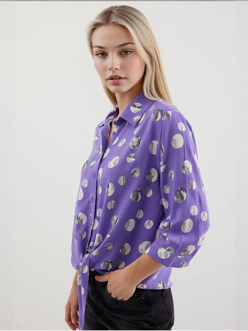 Chemise à motifs nouée devant bdart Lavande - Kiabi