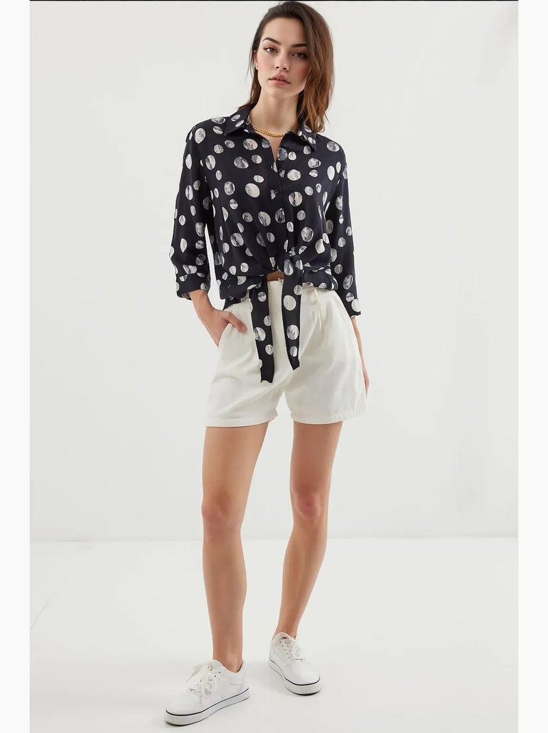Chemise à motifs nouée devant bdart Noir - Kiabi
