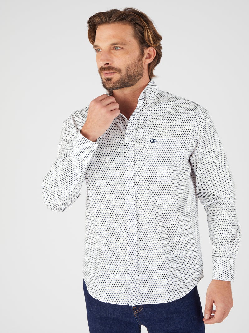 Chemise à motifs popeline pur coton - Damart Blanc - Kiabi