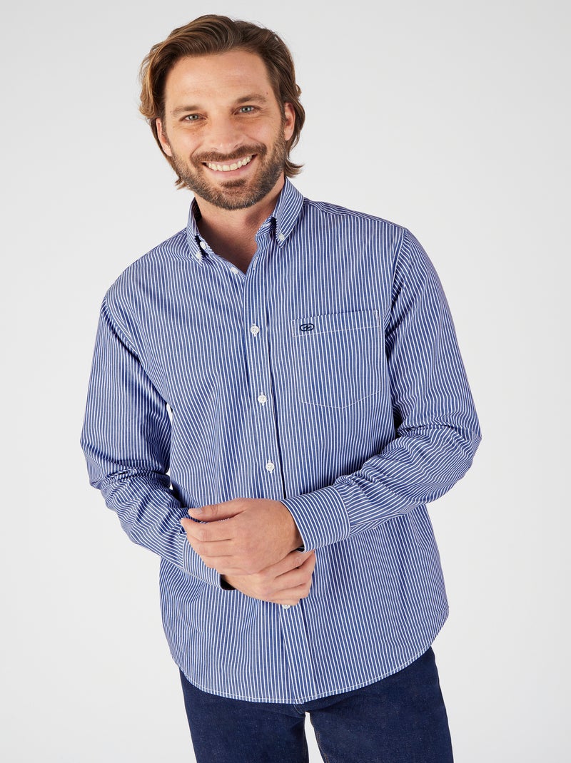 Chemise à motifs popeline pur coton - Damart Bleu - Kiabi