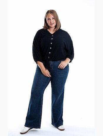 Chemise à nouer en lin et viscose unie