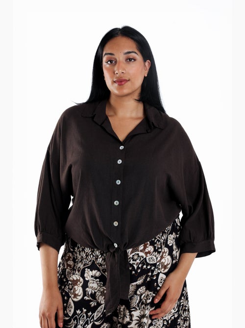 Chemise à nouer en lin et viscose unie PAPRIKA - Kiabi