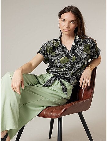 Chemise à nouer femme imprimé tropical 'Deeluxe'