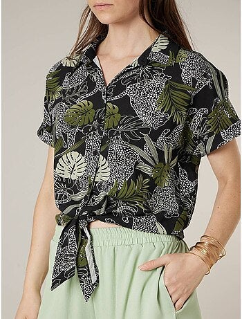 Chemise à nouer femme imprimé tropical 'Deeluxe'