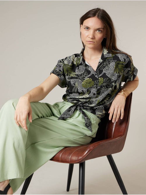 Chemise à nouer femme imprimé tropical 'Deeluxe' - Kiabi