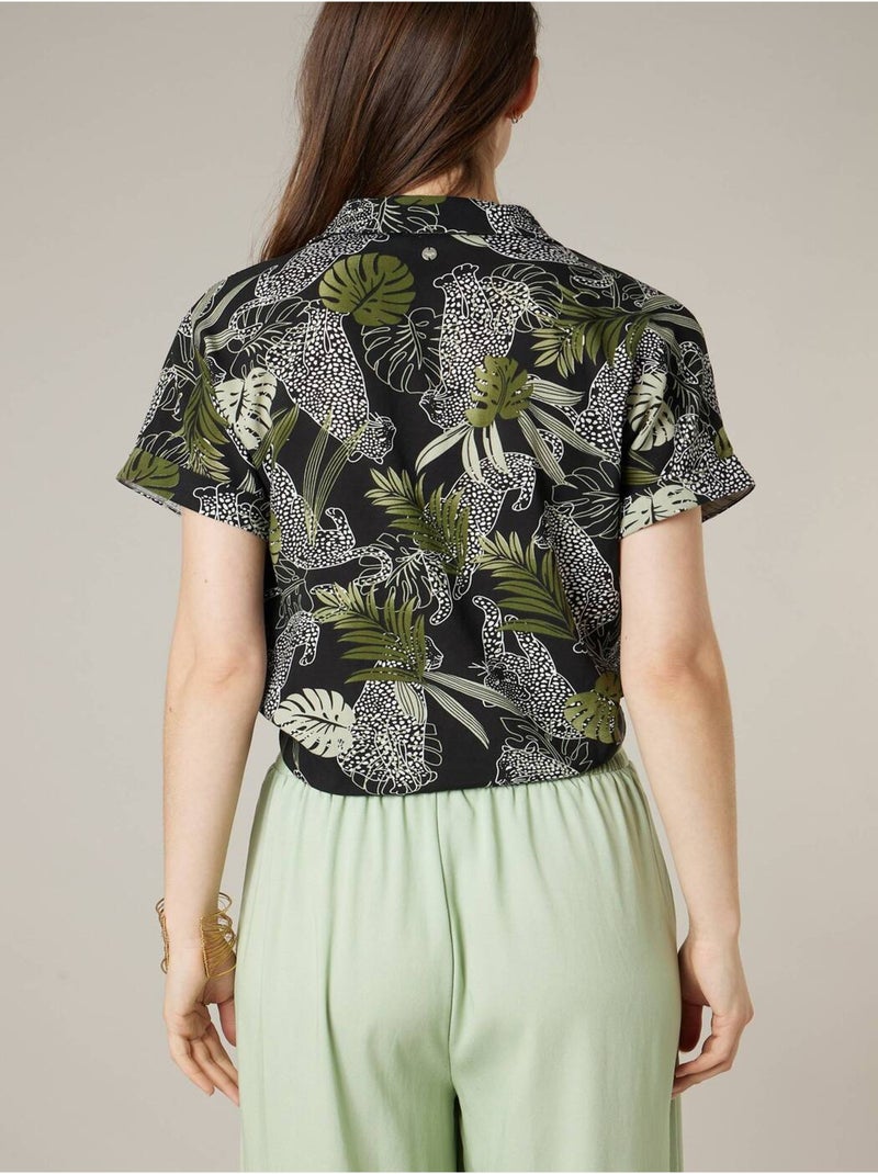 Chemise à nouer femme imprimé tropical 'Deeluxe' Noir - Kiabi