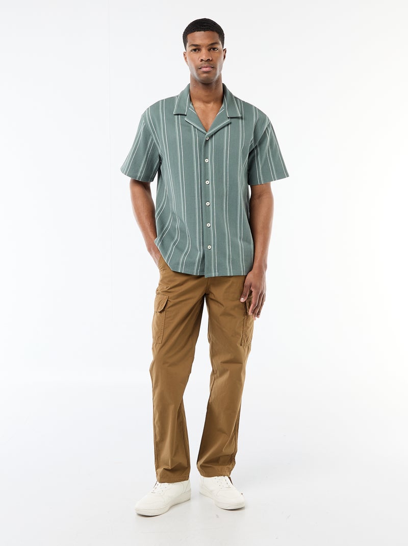 Chemise à rayures à manches courtes Bleu - Kiabi