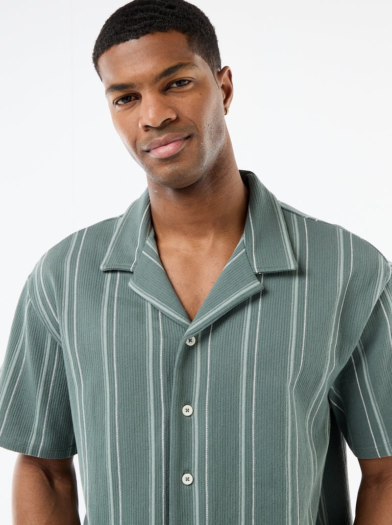 Chemise à rayures à manches courtes Bleu - Kiabi