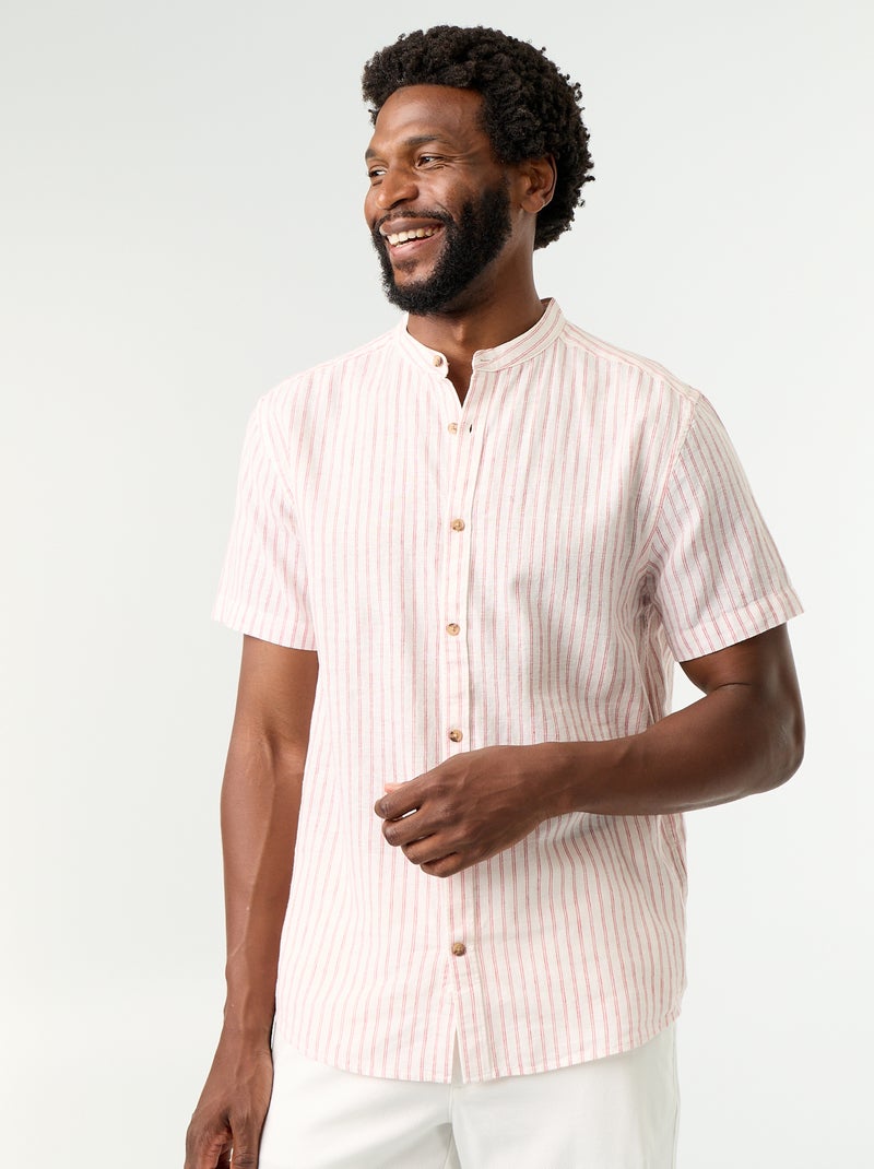 Chemise à rayures à manches courtes Rouge - Kiabi