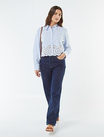 Chemise à rayures avec broderies sur le bas