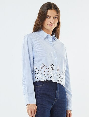 Chemise à rayures avec broderies sur le bas