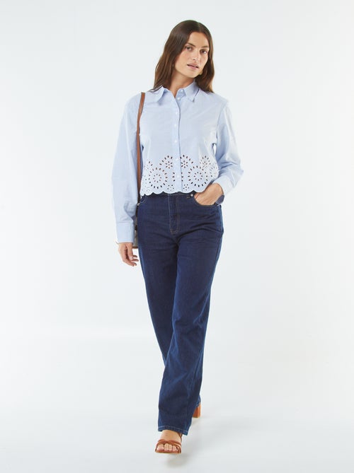 Chemise à rayures avec broderies sur le bas - Kiabi