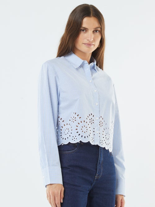 Chemise à rayures avec broderies sur le bas - Kiabi