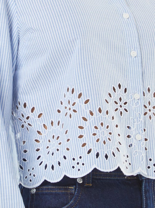 Chemise à rayures avec broderies sur le bas - Kiabi