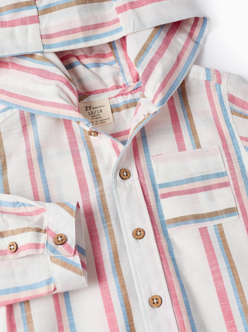 Chemise à Rayures avec Capuche Rose foncé - Kiabi