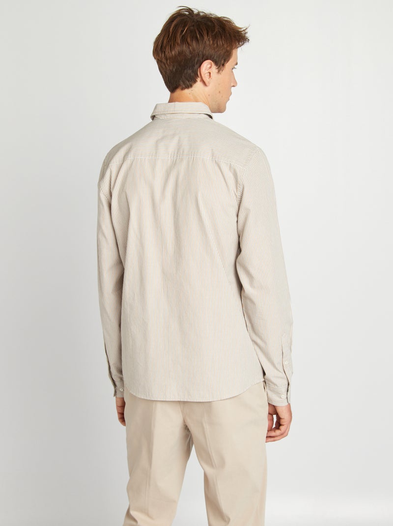 Chemise à rayures beige - Kiabi