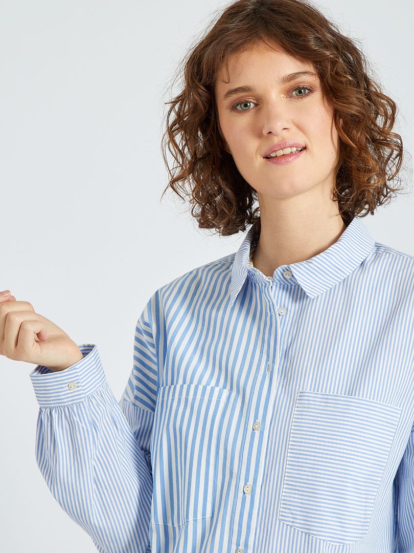Chemise L.L. Bean à Rayures Bleues Pour Homme - Taille L, Manches Longues - Occasion Très Bon état