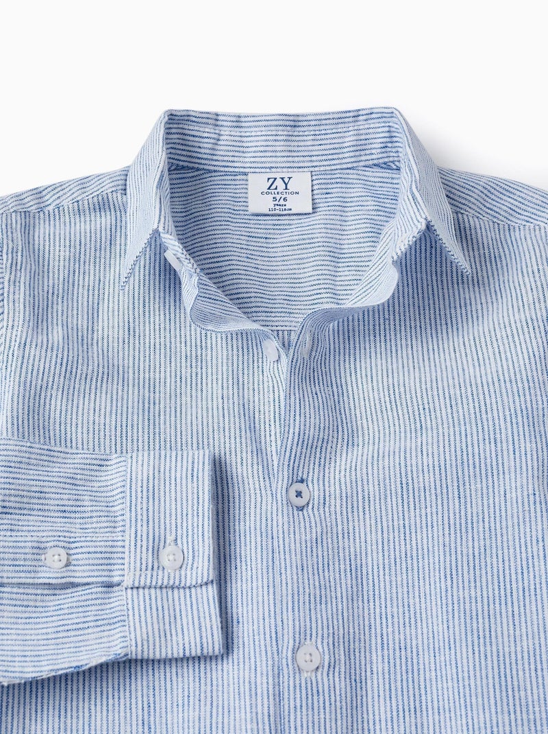 Chemise à rayures bleues et blanches à manches longues pour garçon manches longues LETS PARTY Bleu - Kiabi