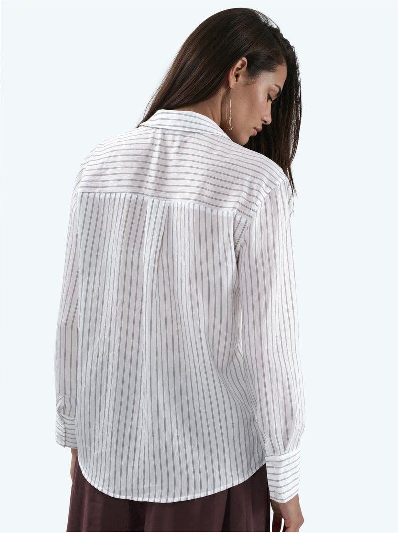 Chemise à rayures décontractée boutonnée busem Blanc - Kiabi