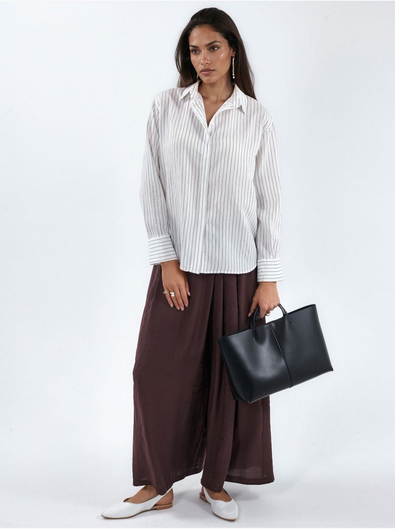 Chemise à rayures décontractée boutonnée busem Blanc - Kiabi