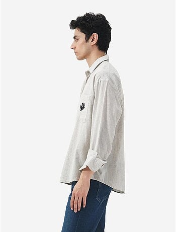 Chemise à rayures en coton, tissage velours giesto