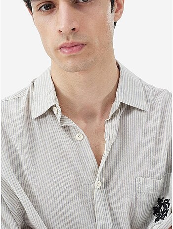 Chemise à rayures en coton, tissage velours giesto