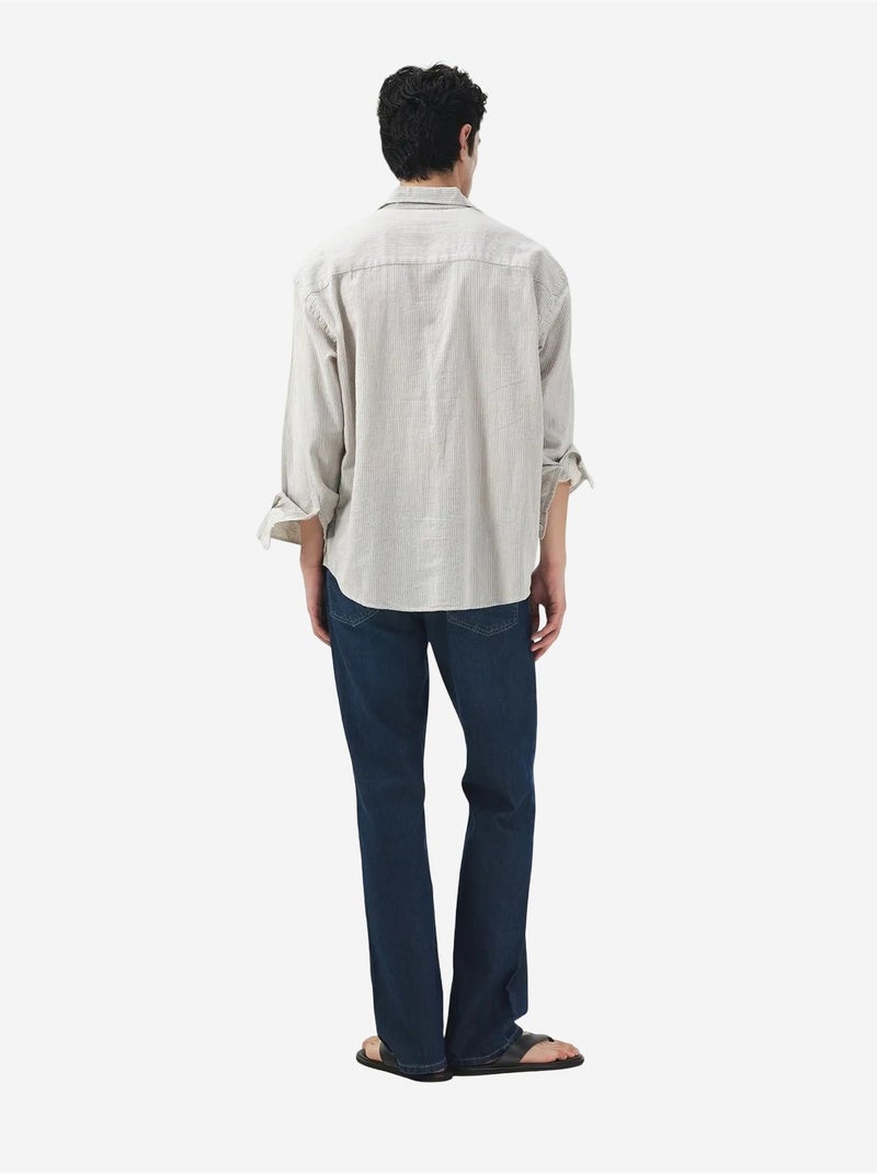 Chemise à rayures en coton, tissage velours giesto Blanc cassé - Kiabi
