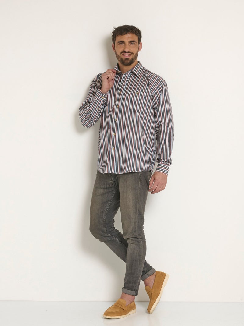 Chemise à rayures entretien facile - Afibel Bleu - Kiabi