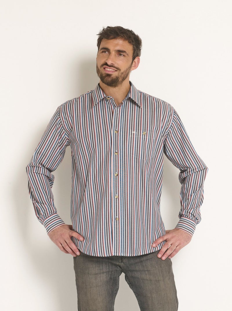 Chemise à rayures entretien facile Bleu - Kiabi
