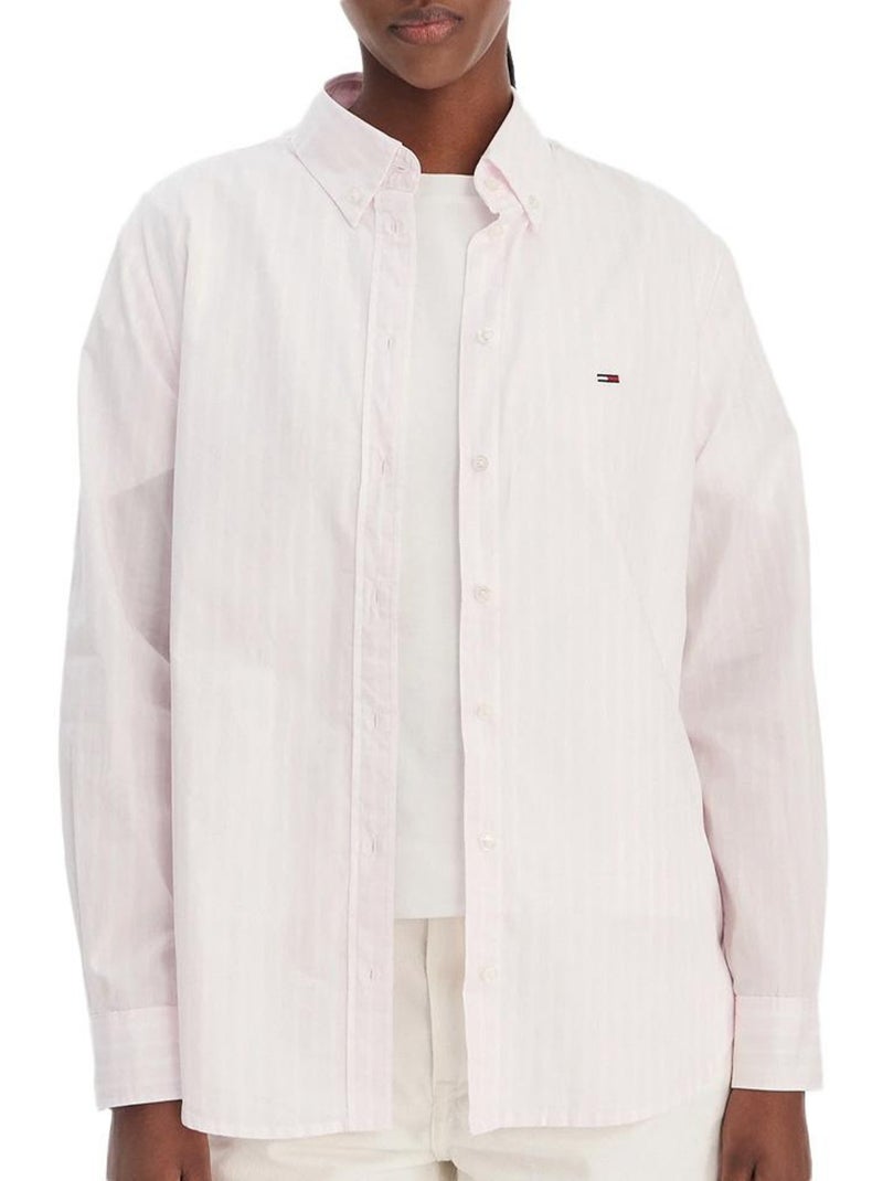 Chemise à rayures femme tommy hilfiger poplin Rose - Kiabi