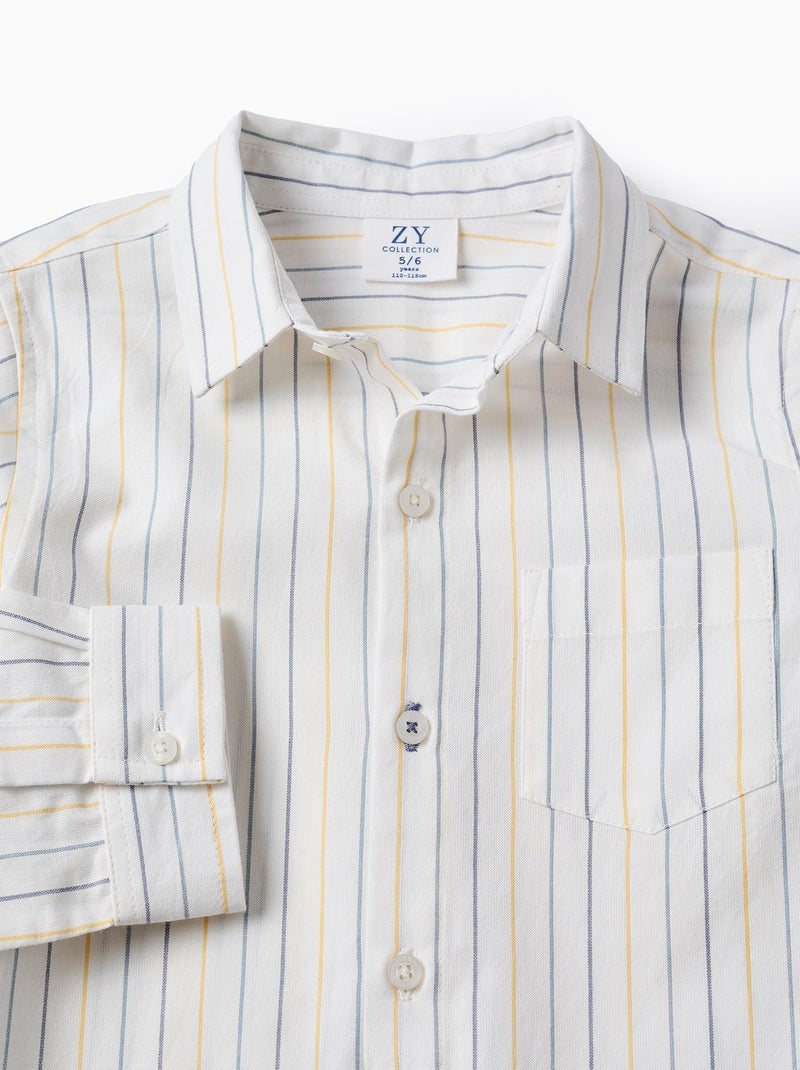 Chemise à Rayures Garçon 8-9 Ans - Rose/mauve/blanc - Coton - Marque Matalan