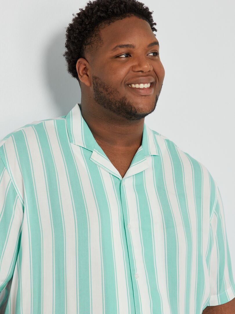 Chemise à Manches Courtes à Carreaux Bleu Et Vert - Taille Forte 2XL à 8XL - Modèle SH383, Coton, Coupe Ample