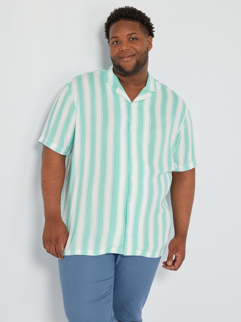 Chemise à rayures manches courtes Bleu - Kiabi