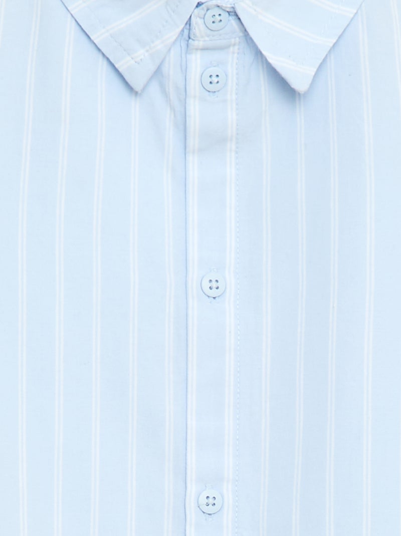 Chemise à rayures manches courtes en coton Bleu - Kiabi