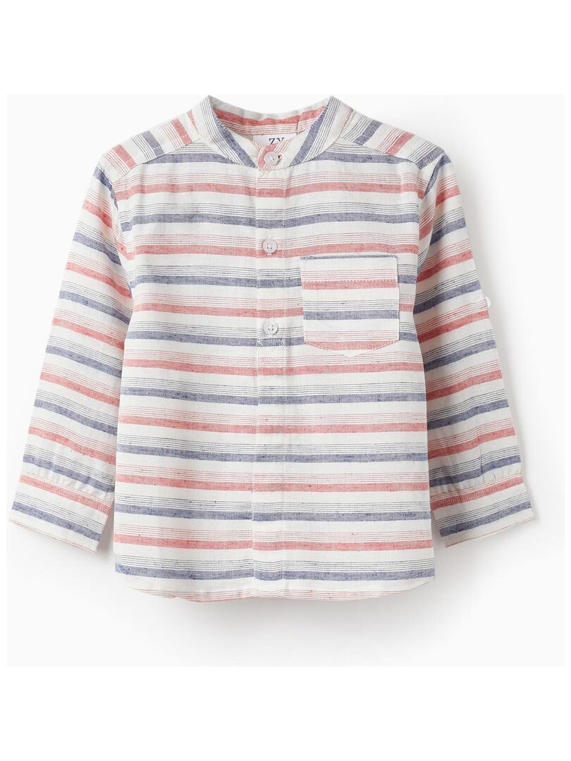 Chemise à Rayures Noir/gris Garçon 8-9 Ans - Coton, Manches Courtes, Occasion Excellent état
