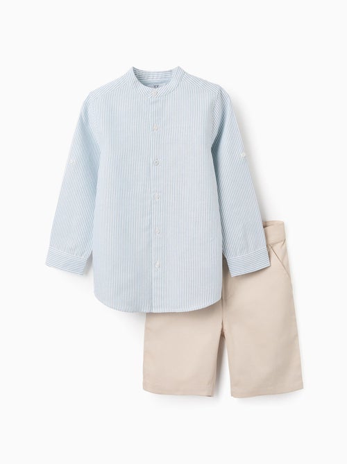 Chemise à Rayures + Short en Sergé - Kiabi