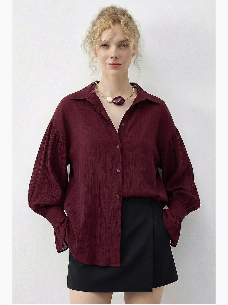 Chemise à volants oversize lucci Rouge bordeaux - Kiabi