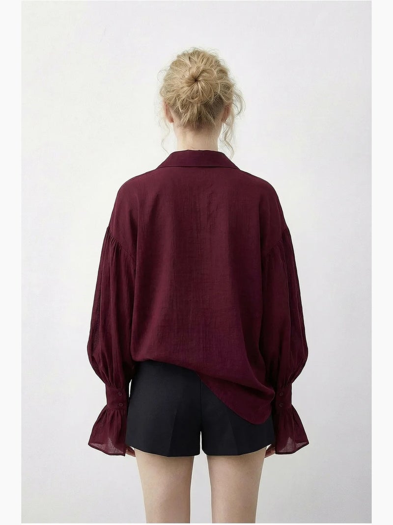 Chemise à volants oversize lucci Rouge bordeaux - Kiabi