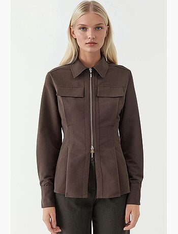 Chemise ajustée à manches longues avec fermeture éclair hiccup