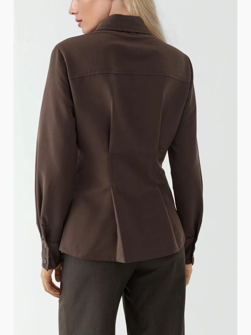 Chemise ajustée à manches longues avec fermeture éclair hiccup Marron clair - Kiabi