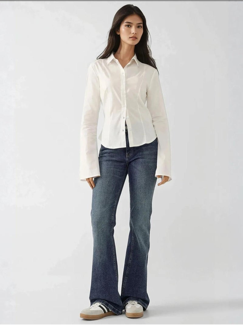 Chemise ajustée à manches longues hiccup Crème - Kiabi