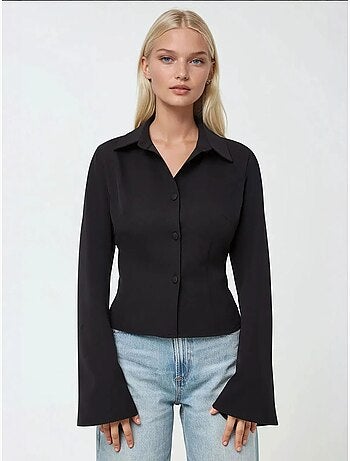 Chemise ajustée en coton à manches longues