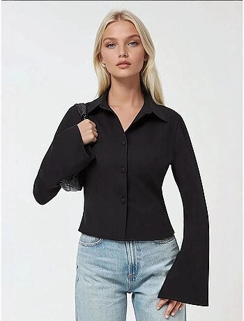 Chemise ajustée en coton à manches longues