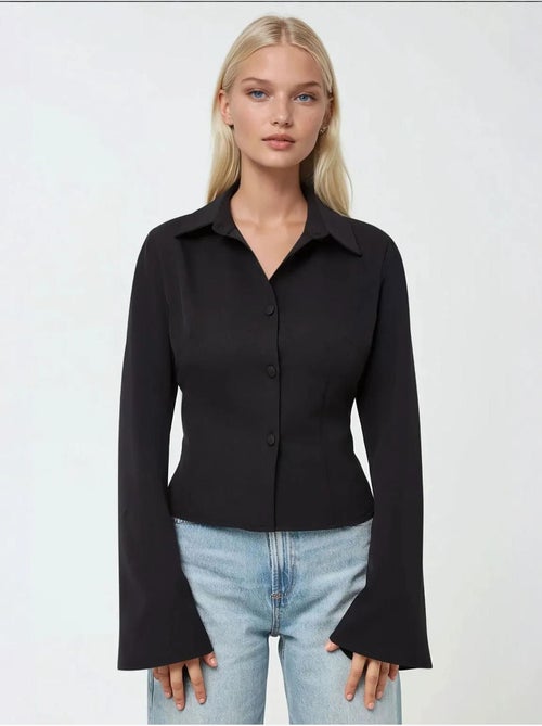 Chemise ajustée en coton à manches longues - Kiabi Chemise ajustée en coton à manches longues - Kiabi