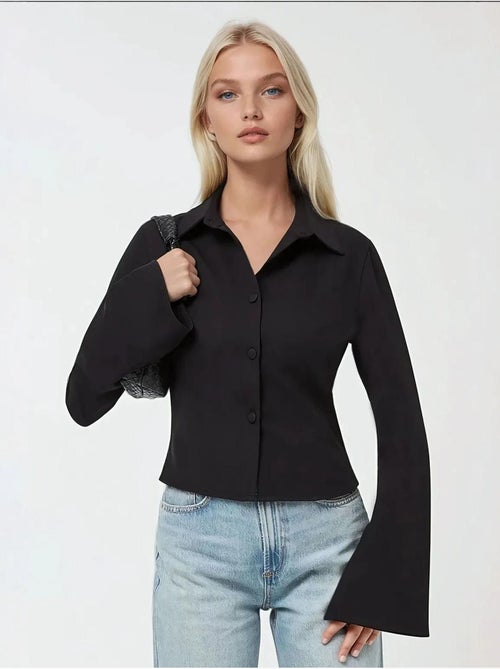 Chemise ajustée en coton à manches longues - Kiabi Chemise ajustée en coton à manches longues - Kiabi