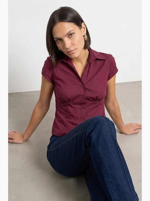 Chemise ajustée en popeline de coton avec lien dilvin - Kiabi Chemise ajustée en popeline de coton avec lien dilvin - Kiabi