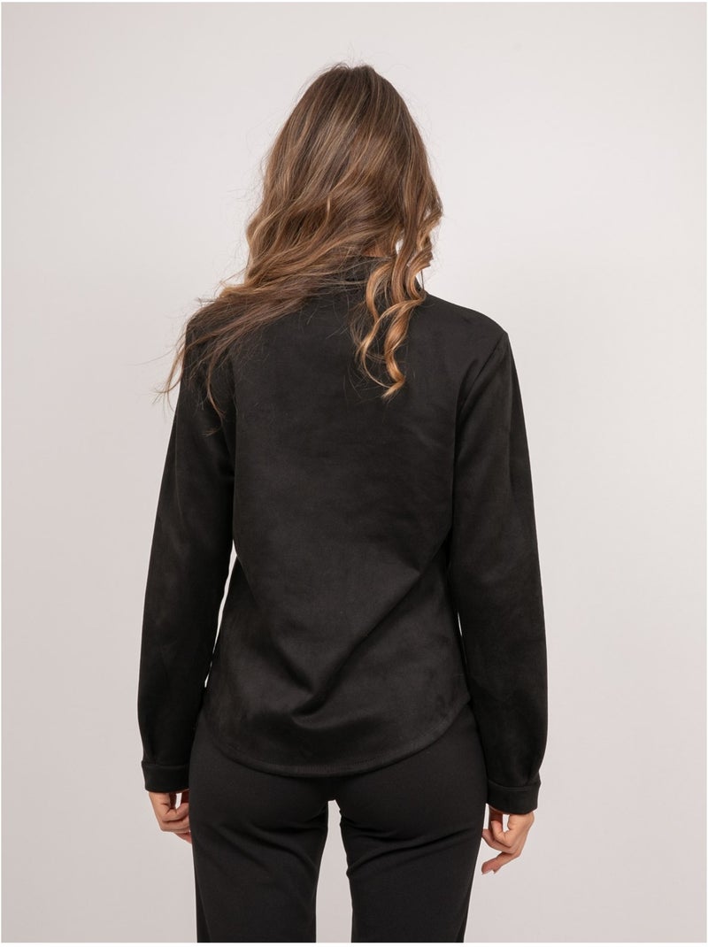 Chemise ajustée suédine ologane Noir - Kiabi